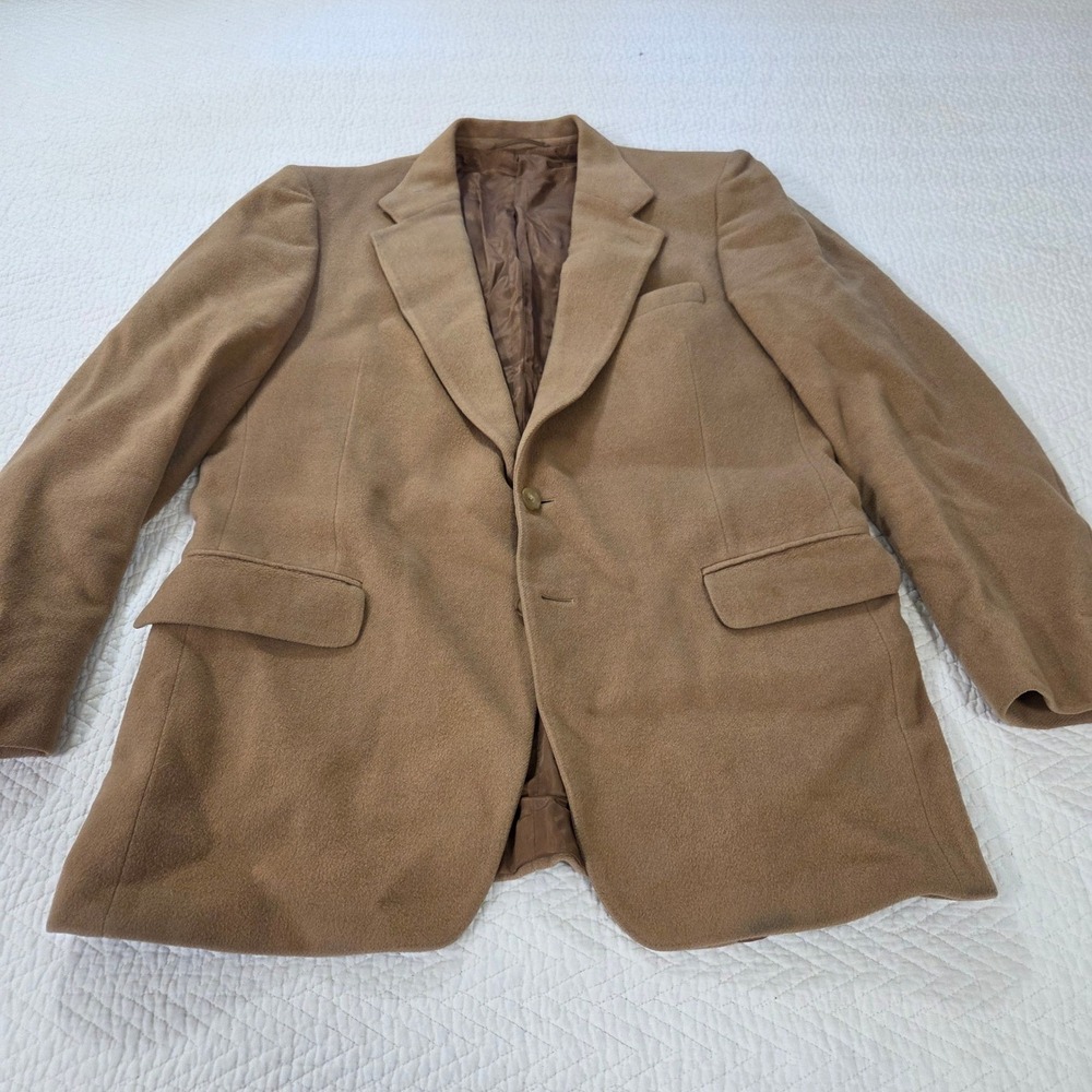 Jaeger 100% Cashmere Blazer Camel Brown Made in Great Britain 42R Sport Coat‎